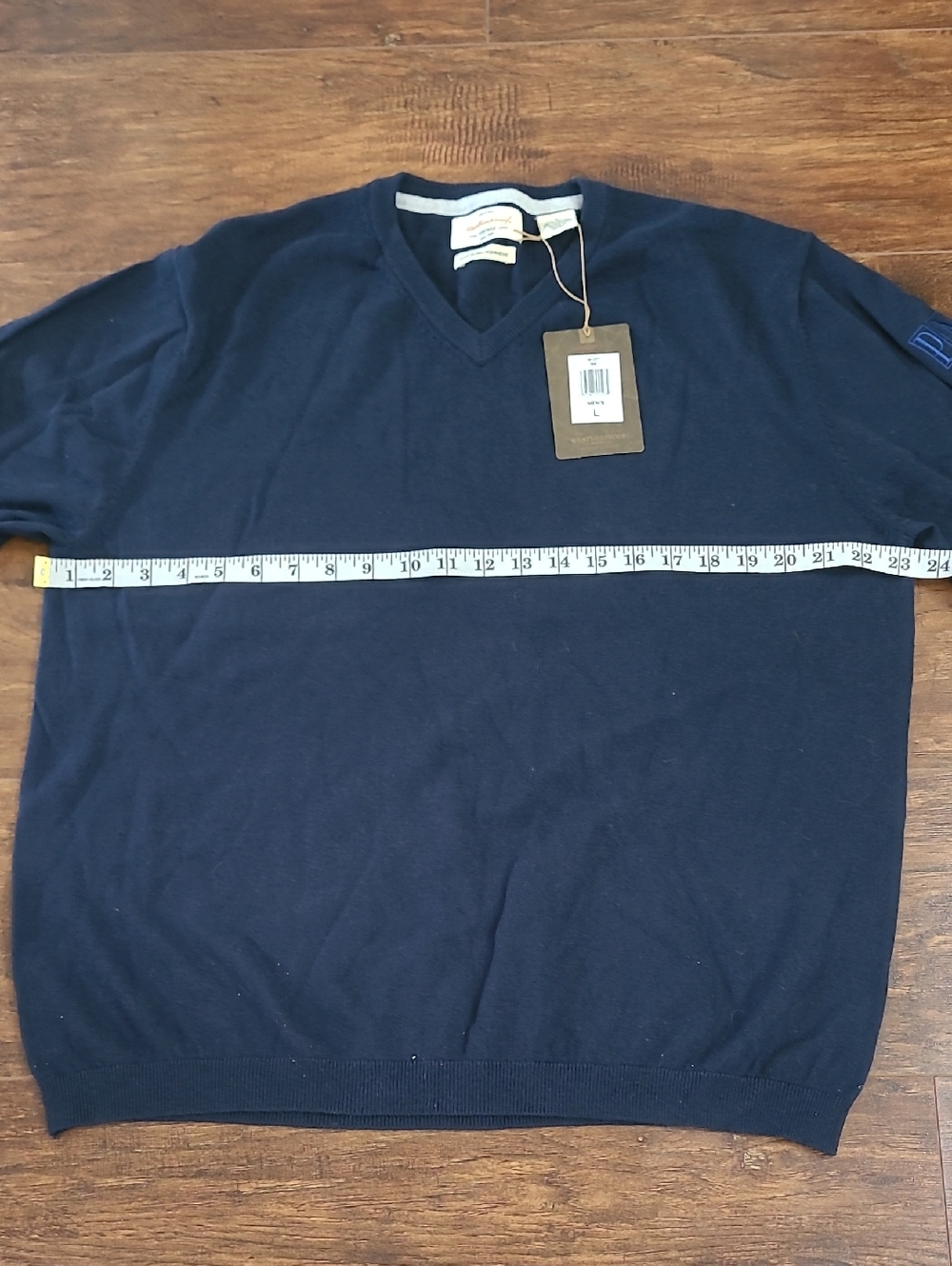 Weatherproof Men's Navy V-Neck Sweater Cotton Cashmere Blend Size Large - Picture 2 of 9
